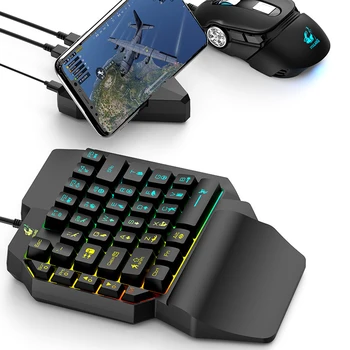 Teclado Gamer Mini Gaming клавиатура 39 клавиша мобилен таблет с една ръка кабелна игрална клавиатура за LOL PUBG CF игра цветна подсветка