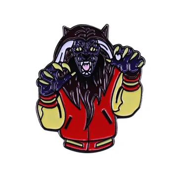 Teenage Thriller Wolf Badge Legend MJ Fan Art Pin Halloween Jewelry