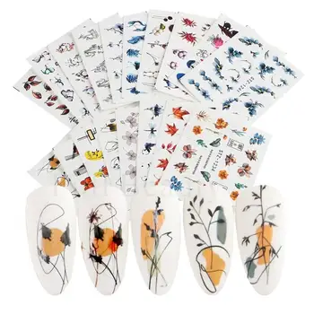 tifcojew стикери за нокти стикери с горещ воден знак 16 комплекта Fall кленов лист цвете нокти стикери