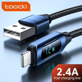Toocki LED дисплей USB кабел за iPhone14 13 12 Pro Max Xs Plus Кабел за бързо зареждане за iPhone зарядно устройство Кабел за данни за мълния