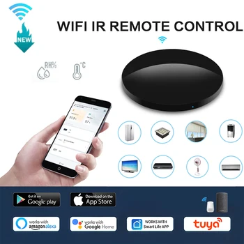 Tuya WiFi Smart IR Универсално дистанционно управление с термо-хигрометър DVD климатик работи чрез Alexa Google Home Яндекс Алис