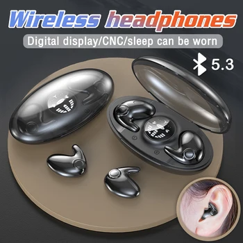 TWS безжични слушалки Bluetooth 5.3 слушалки Невидими слушалки с микрофон HD слушалки за повикване HIFI музикални слушалки шум Reductio