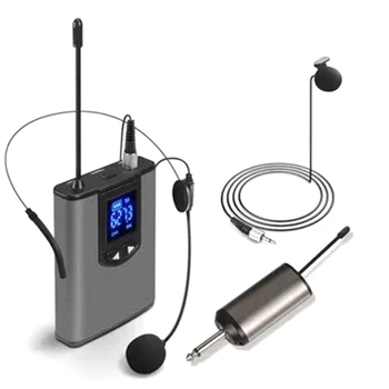 UHF преносими безжични слушалки / Lvalier микрофон с предавател Bodypack и приемник 1 / 4Inch изход