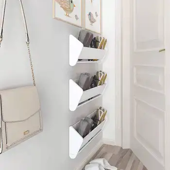 Ultra-Thin Shoe Rack Simple Dormitory Shoe Cabinet Household Space Saving Storage Shelf Wall Hanging Free Punching Shoerack