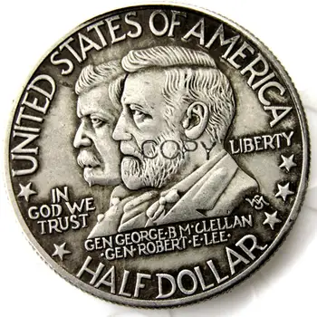 US 1937 Antietam възпоменателна посребрена половин долар копие монети