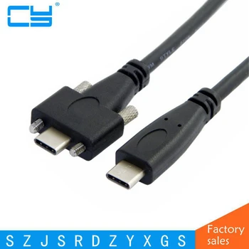 USB-c USB 3.1 Тип c с двойни винтове Заключване мъжки към USB Type-c мъжки 10Gbps кабел за данни Панел за монтаж тип 1.2M / 4FT