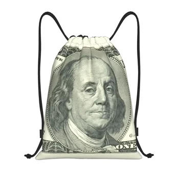 USD 100 долара пари модел шнур чанта жени мъже сгъваема фитнес спорт Sackpack пазаруване съхранение раници
