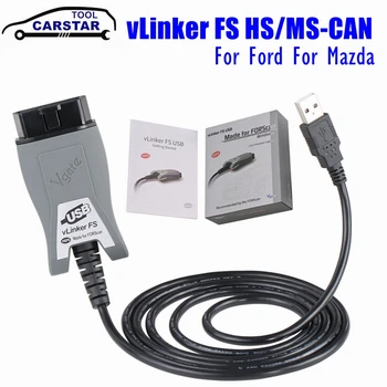 Vgate vLinker FS ELM327 USB за Ford FORScan MS CAN / HS CAN Switch OBD2 Car Diagnostic Tool Scanner Interface Tools For Mazda