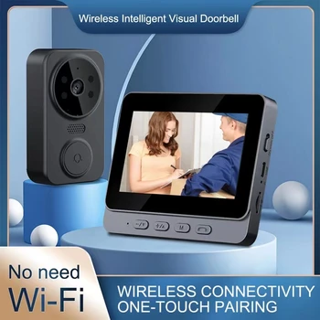 Visual Doorbell IR Night Vision Wireless Door Bell HD 4.3inch IPS Screen Doorbell Camera 2.4G for Villa Home Office Apartment