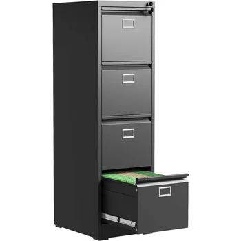 VIYET 4 чекмедже файл кабинет, метални вертикални шкафове с ключалка за домашен офис, тежкотоварни офис стомана шкаф