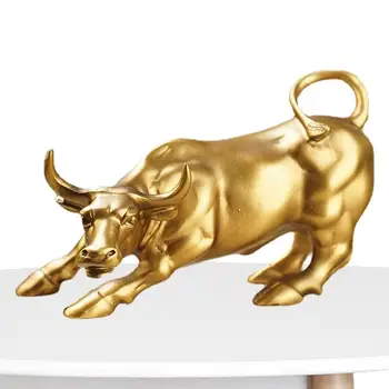 Wall Street Bull Figurine Resin Charging Bull Desk Art Decor Stock Market Подаръци за офис работници Lucky Feng Shui декор за
