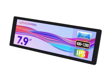 Waveshare 7.9inch IPS дисплей, 400×1280 закален стъклен панел, HDMI интерфейс, опционално докосване, поддържа всички Raspberry Pi