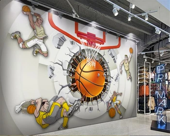 WELLYU 2018 Нов 3D творчески личност тапет Баскетболна зала спортисти готино инструментална екипировка фон papel de parede 3d wallpaper3D