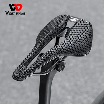 WEST BIKING 3D отпечатано велосипедно седло Ultralight T800 Префесионално велосипедно седло от въглеродни влакна Къса възглавница за нос Аксесоари за колоездене