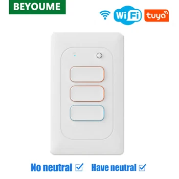 WiFi светлинен превключвател Tuya Smart Wall бутон прекъсвачи AC100-240V 1/2/3/4 Физически лампа превключвател неутрален проводник по избор