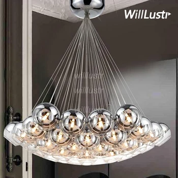 willlustr модерен LED кристал топка лампи стъкло висулка светлина клъстер висящи стълбище осветление полу треска стъкло мулти-главата лампа