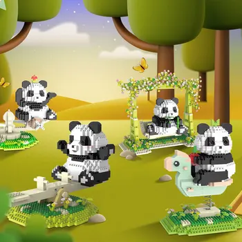 WLиграчки 66551 Kawaii гигантска панда подреждане строителни блокове DIY събрание мини тухли образователна играчка за момиче деца рожден ден подарък