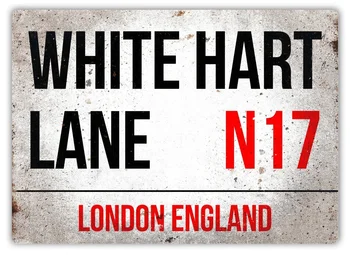 Worn White Hart Love -Metal Wall Sign Plaque Art- Spurs Tottenham Kane Football (посетете нашия магазин, още продукти!!)
