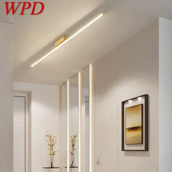WPD Съвременна месингова таванна светлина LED творческа простота Дълга лента лампа за домашно гардеробно веранда пътека декор
