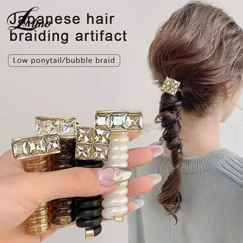 Y2k диамантен лък конска опашка еластични ленти за коса гумени връзки за коса пакет Scrunchies телефон тел аксесоари за коса жени лента за глава