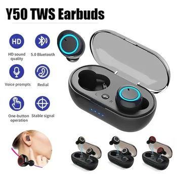 Y50 TWS безжични Bluetooth слушалки 5.2 Bluetooth слушалки Геймърски слушалки микрофони Безжични слушалки за поставяне в ушите за Xiaomi Iphone