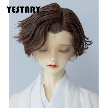 YESTARY BJD перуки кукла аксесоари за 1/3 кукла DIY ръчно изработени кафява висока температура коприна къса коса мъжка перука за момчета играчка подарък