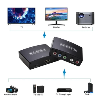 YPbPr към HD конвертор - компонент HD адаптер, 1080P YPbPr RGB към HD конвертор, поддържа множество Aud