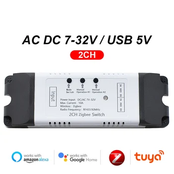 Zigbee Tuya Smart Garage Gate Motor Light Switch Модул DC 12V 24V 32V 110V 220V 1 2 4 канален импулс RF433 реле Работа с Alexa