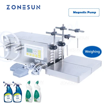 ZONESUN Полуавтоматичен течен почистващ препарат за тоалетна мляко Парфюм Силна киселина пълнене и претегляне машина Двойни глави пълнител ZS-MP252W