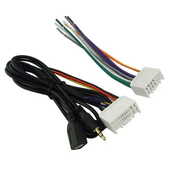 Автомобилно аудио окабеляване C-D стерео кабелен кабел с USB AUX линия за K2 K5 Sportage за Hyu-ndai Snata Elantra Santa