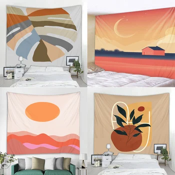 Адаптивни Morandi цвят илюстрация гоблени фон общежитие стена висящи слънце и луна дома спалня 