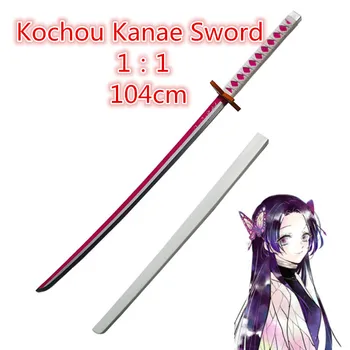 Аниме 1:1 Kochou Kanae Sowrd 104cm Demon Slayer Cosplay Sword Ninja Knife Kimetsu no Yaiba Sword Weapon PU Prop Model