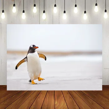 Антарктически арктически пингвини полярни мечки айсберг Честит рожден ден парти фотография фон фон банер декорация