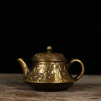 Античен меден пот колекция релеф Fushou Pot чайник вино пот антични занаяти орнаменти Начало Чаена церемония Декоративни орнаменти
