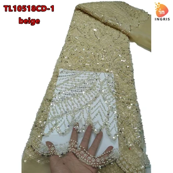 Африкански ръчно изработени формован дантела високо качество френски дантела плат пайети нигерийски дантела тъкани за сватба шиене TL10518CD