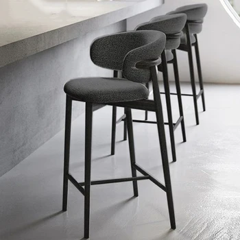 Бар стол от масивно дърво Луксозен модерен черен дизайнер Рецепция Високи столове Всекидневна Екстра голяма релаксираща Sillas Мебели за дома