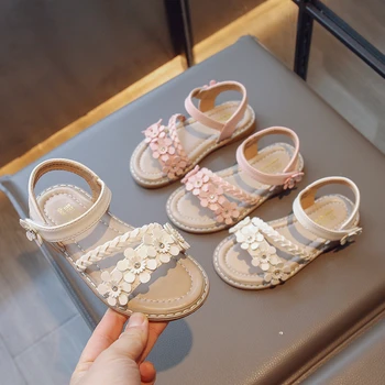 бебе момичета сандали деца плажни сандали лято деца флорални принцеса обувки удобни меки подметки студентски обувки размер 23-36