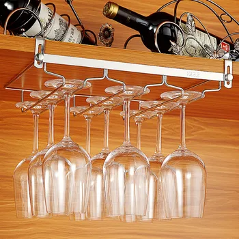Без нокти неръждаема стомана под кабинета висящи вино стъкло багажник кухня бар стъклена чаша съхранение държач стелажи WJ51206