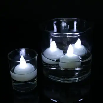 Безпламъкова плаваща свещ Водоустойчиви трептящи чаени светлини Топли светодиодни свещи за басейн СПА вана Сватбено тържество вечеря декор
