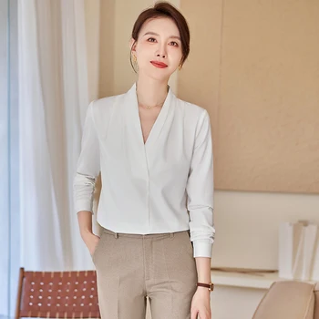 Блузи с дълъг ръкав Ризи за жени Camisas Blusas OL стилове жени бизнес работа износване пролет есен женски върхове дрехи