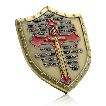 Божието всеоръжие Ефесяни 6:16-17 Защитете монета възпоменателна мед медал щит занаяти Декорация на дома