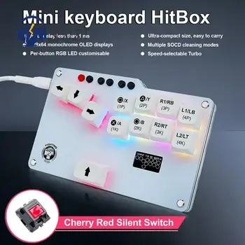 Бойна кутия Мини Hitbox контролер Аркадна стик игра клавиатура RGB LED светлина Cherry MX безшумен превключвател за PC / PS3 / PS4 / Steam палуба