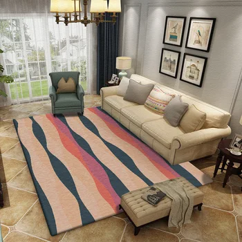 бохемски стил килим Модерен абстрактен вълнов модел Килими Всекидневна спалня Нехлъзгащ се под Мат Домашен декор голям размер килим