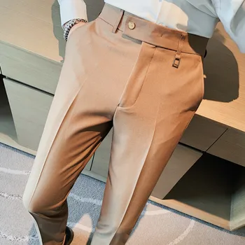 британски стил есен твърди бизнес ежедневни костюм панталони мъжки дрехи прости всички мач официално облекло офис панталони направо 28-36