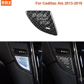 Бутон за стартиране на двигателя Panle Real Carbon Fiber стикер Cover Trim за Cadillac ATS ATS-L Аксесоари за интериорен стайлинг на автомобили
