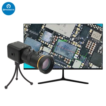 Видео запис Индустриална камера 5-50mm C-Mount CCTV обектив със стойка за статив за PCB запояване ремонт стрийминг уеб камера