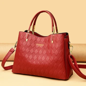  Висококачествени кожени чанти за рамо Croosbody за жени Портмонета и чанти с голям капацитет Луксозни дизайнерски дами Casual Tote Sac