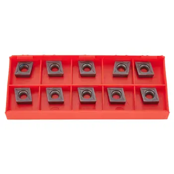  високопроизводителни CCMT09T304 VP15TF карбидни вложки, комплект от 10 с кутия, идеални за неръждаема стомана и чугун