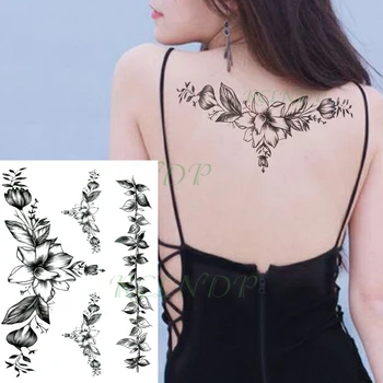 водоустойчив временен стикер за татуировка стара мода цвете листа секси Фалшив Tatoo гърдите гърдите обратно корема флаш Tatto за жени момиче