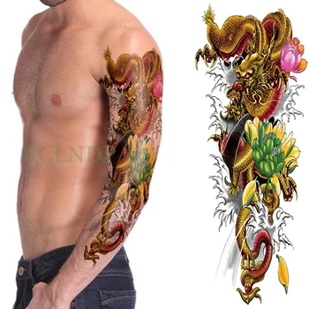 водоустойчив временен стикер за татуировка дракон пълна ръка фалшив tatto флаш tatoo ръкав голям размер за мъже жени дама